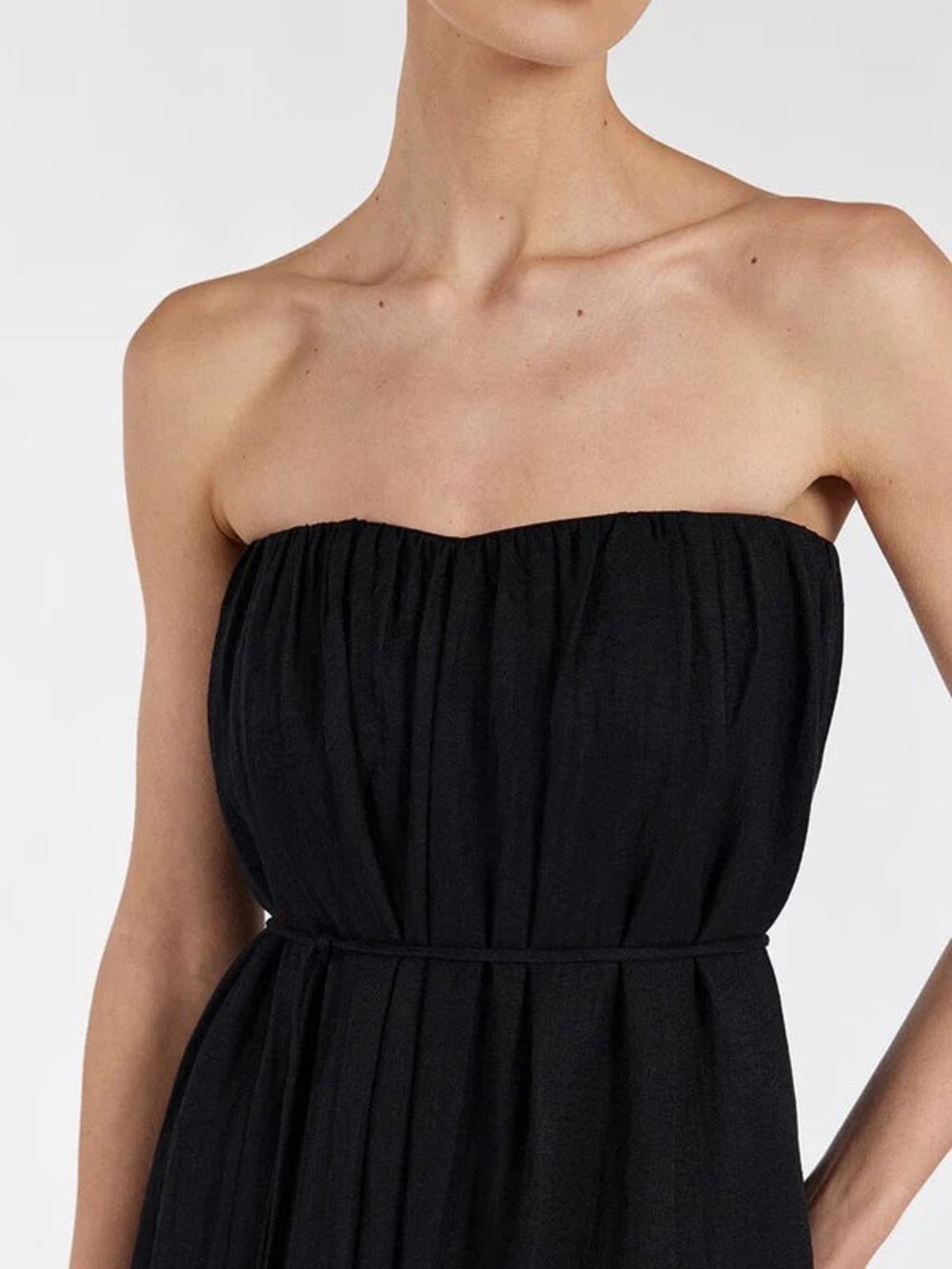DISSH Strapless Black Gathered Bodice Dress